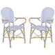 Hooper Blue/ White Indoor Outdoor Arm Chair (Set of 2) - 20.8" x 21.6" x 35" - Thumbnail 1