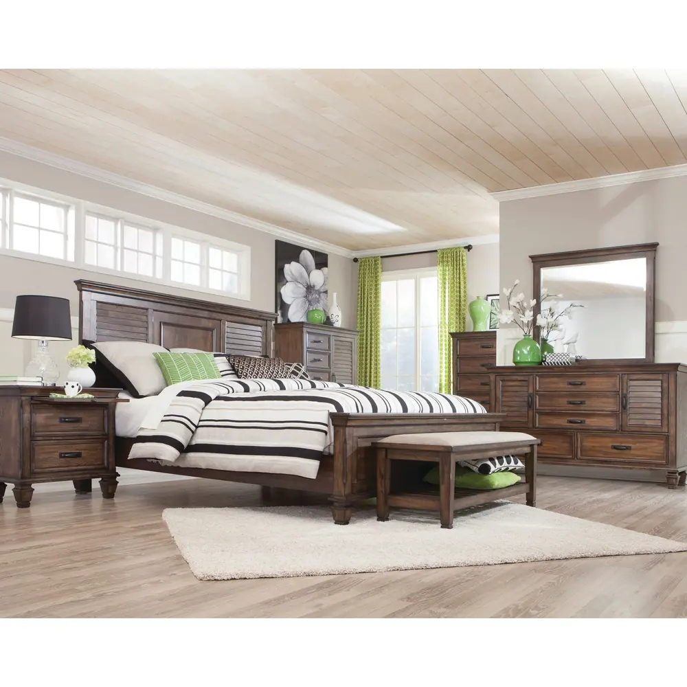 Coaster Furniture Franco Burnished Oak 4-piece Storage Platform Bedroom Set