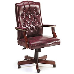 Traditional Executive Swivel Chair in Oxblood Vinyl
