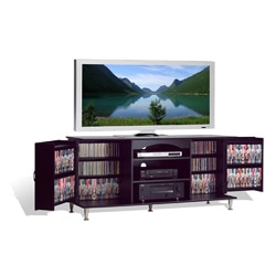 Broadway Black Large Flat Panel Plasma / LCD TV Console with Media Storage