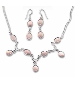 Rose Quartz Necklace and Earring Set (India)