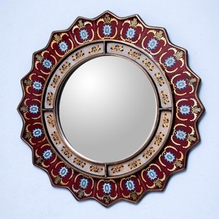 Handmade Ruby Medallion Mirror (Peru)