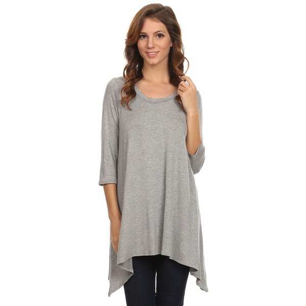 Women's Casual Soft Knit Draped Handkerchief Hem Tunic