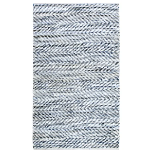 Striped Blue Jeans Cotton Flat Weave Rug