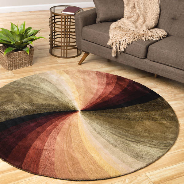 Hand-tufted Wool Contemporary Abstract Swirl Rug (6' Round)