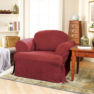 Sure Fit Smooth Suede T-cushion Chair Slipcover