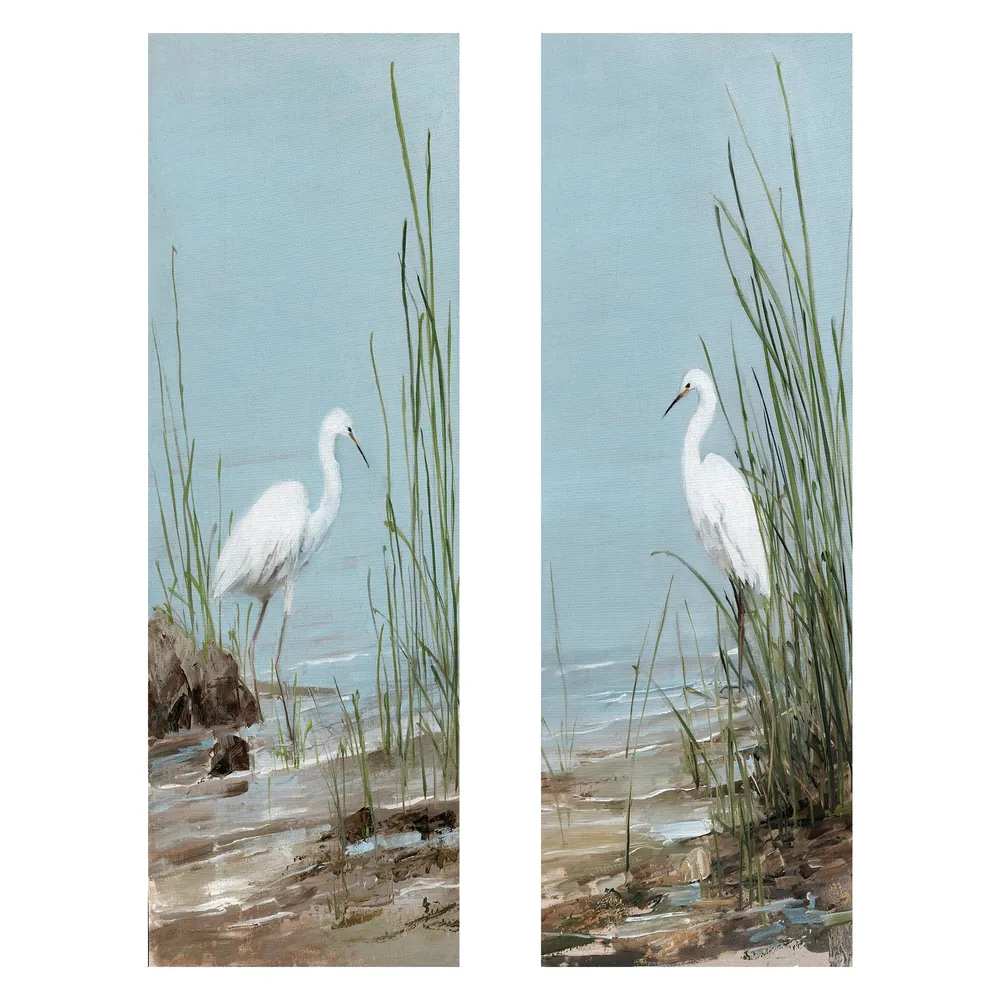 Masterpiece Art Gallery White Shorebird I & II by Sally Swatland Canvas Art Set of 2