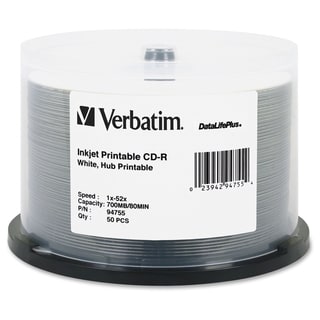 Verbatim CD-R 700MB 52X DataLifePlus White Inkjet Printable, Hub Prin