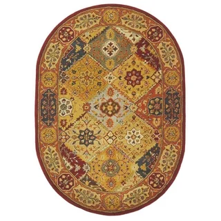 Safavieh Handmade Heritage Traditional Bakhtiari Multi/ Red Wool Rug (4'6 x 6'6 Oval)