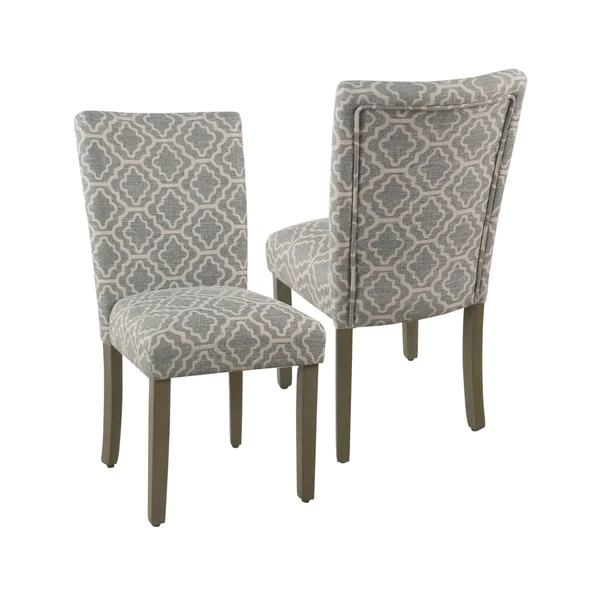 HomePop Parsons Ash Grey Geometric Dining Chair (Set of 2)