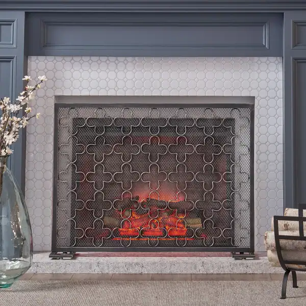 Alleghany Modern Single Panel Fireplace screen by Christopher Knight Home - N/A