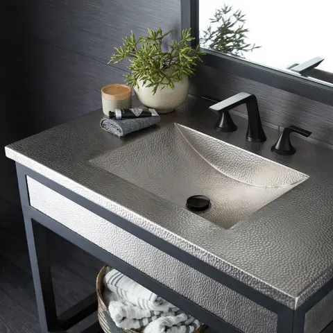 Cozumel Vanity Top with Integral Bathroom Sink in Brushed Nickel (Top Only)