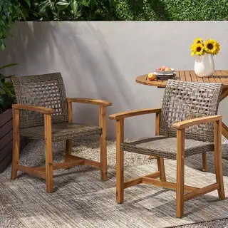 Hampton Outdoor Acacia Wood Dining Chair (Set of 2) by Christopher Knight Home