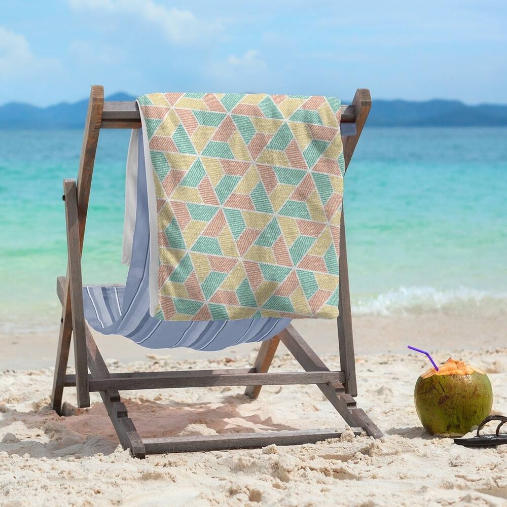 Three Color Trapezoids Beach Towel - 36 x 72