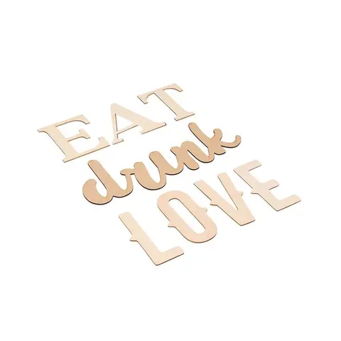 Wood Quote Signs - Eat Drink Love Wood Letter Signs, Drawing Stencil Included