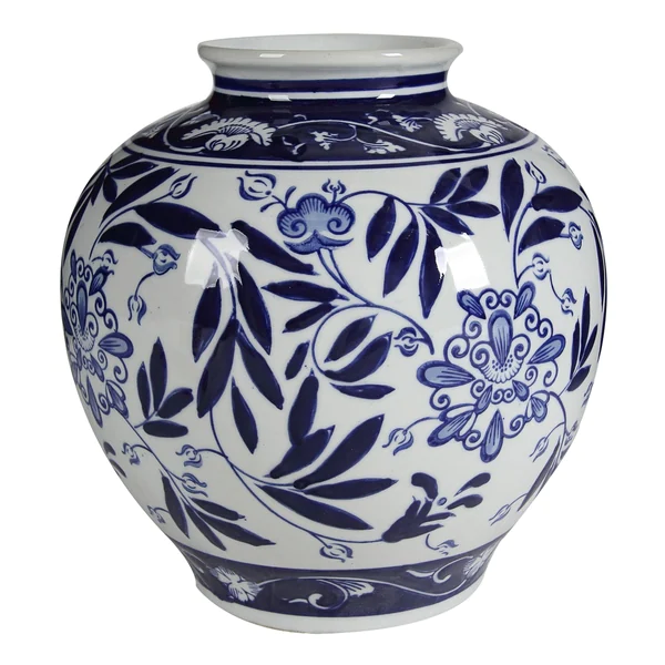 A&B Home Aline 9-inch Gloss Blue and White Vase