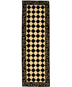Safavieh Hand-hooked Diamond Black/ Ivory Wool Runner (2'6 x 10')