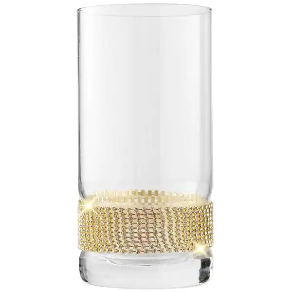Cheer Collection Luxurious Highball Cocktail Sparkling"Diamond" Studded Glasses