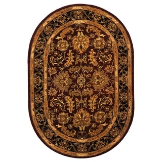 Safavieh Handmade Heritage Traditional Kashan Burgundy/ Black Wool Rug (5' x 8' Oval)