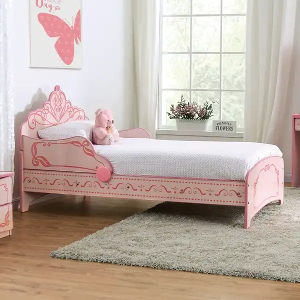 Furniture of America Gosh Cottage Pink Princess Crown Bed