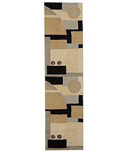 Safavieh Handmade Rodeo Drive Modern Abstract Ivory/ Grey Wool Runner Rug (2'6 x 10')