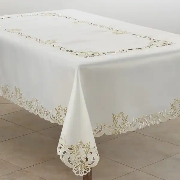 Embroidered Tablecloth with Cupid Design