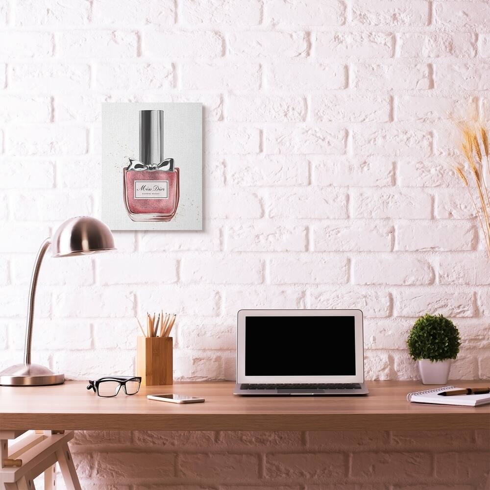 Stupell Industries Makeup Pink Red Nail Polish Silver Fashion Design Canvas Wall Art, Proudly Made in USA