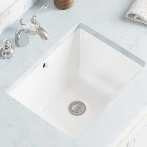 White Undermount Porcelain Bathroom Sink