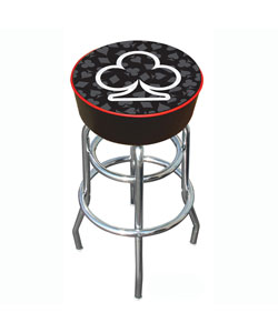 Clubs of Poker Padded Chrome Pub-style Bar Stool - with Vinyl Seat