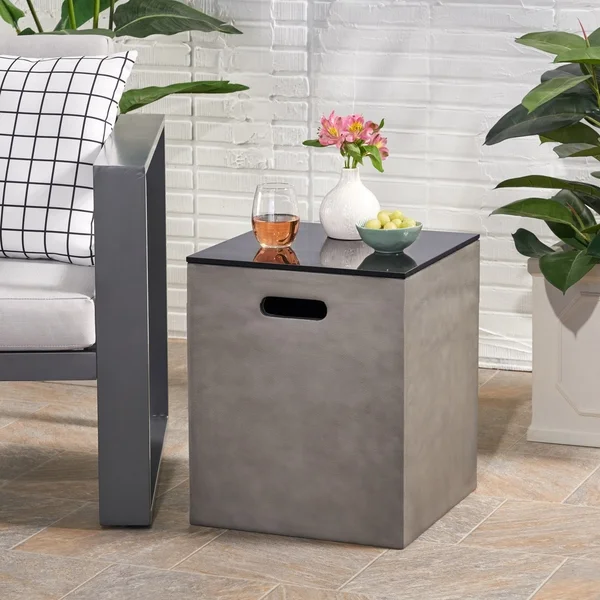 Aido Outdoor Modern Tank Holder Side Table by Christopher Knight Home - 16.00" W x 16.00" L x 20.00" H