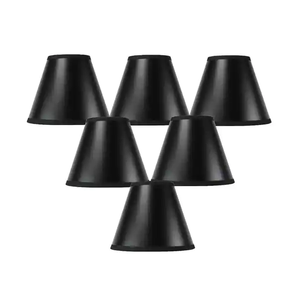 Set of 6 Black Parchment Gold-Lined Chandelier Candle Clip Lampshade