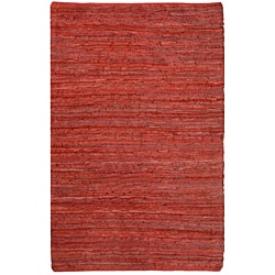 Hand-woven Chindi Flatweave Leather Rug (8' x 10')