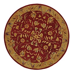 Safavieh Handmade Hereditary Burgundy/ Gold Wool Rug (4' Round)