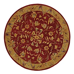 Safavieh Handmade Hereditary Burgundy/ Gold Wool Rug (8' Round)