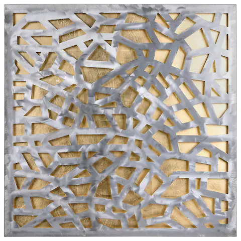 Polished Steel Wall Sculpture Abstract Wall Art with Gold/Silver Leaf