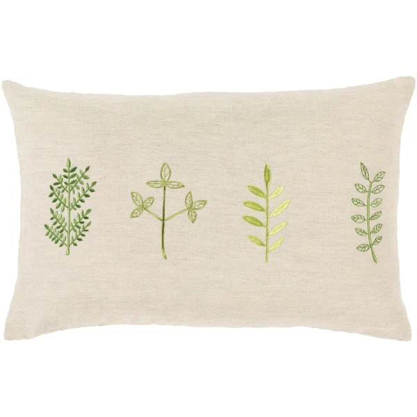 Fernie Embroidered 13x20-inch Lumbar Linen Blend Pillow
