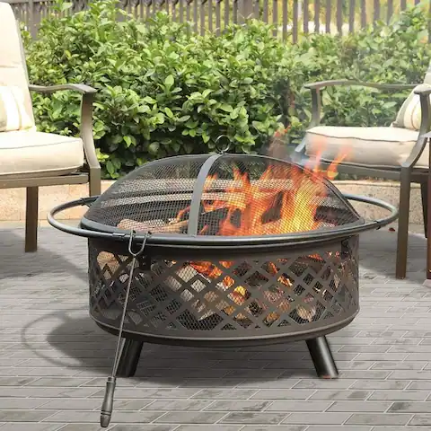 Danau 32" Fire Pit with Poker and Spark Screen by Havenside Home