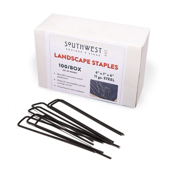 Landscape Staples 100-Pack 6-Inch, Heavy Duty Steel Garden Stakes for Weed Barrier Fabric Erosions Control & Irrgation Lines