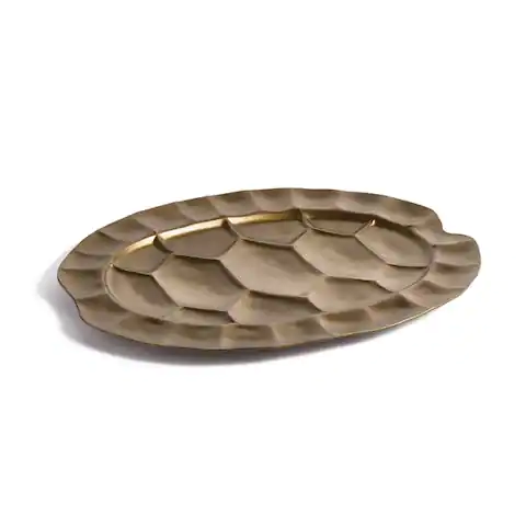 Hip Vintage Antique Brass Oval Turtle Tray