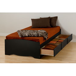 Black Twin XL Mate's Platform Storage Bed with 3 Drawers