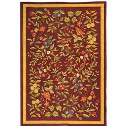 Safavieh Hand-hooked Botanical Burgundy Wool Rug (6' x 9')