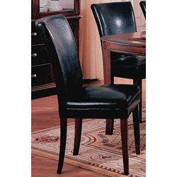 Black Bicast Leather Parson Chairs (Set of 2)