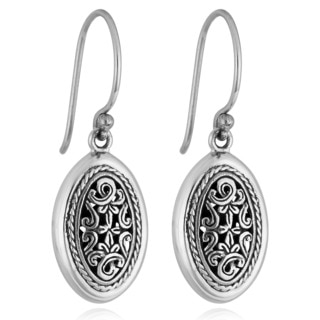Sterling Silver 'Cawi Carving' Dangle Earrings (Indonesia)