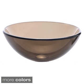 KRAUS 14 Inch Glass Vessel Sink in Clear Brown with Pop-Up Drain and Mounting Ring in Satin Nickel