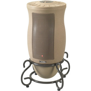 Lasko 6435 Taupe Ceramic Heater with Graphite Grey Curved Metal Scrollwork Base and Remote Control