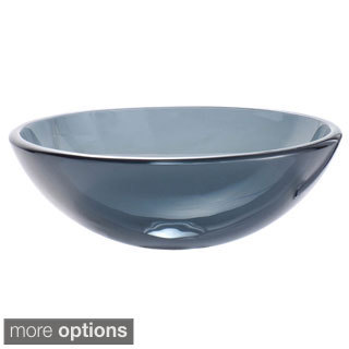 KRAUS Glass Vessel Sink in Clear Black with Pop-Up Drain and Mounting Ring in Satin Nickel