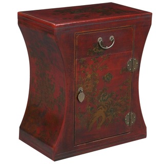 Hand-painted Oriental Accent End Table - red