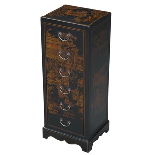 Hand-painted Oriental Accent Table - Black