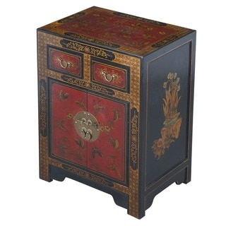 Hand-painted Oriental End Table - Black