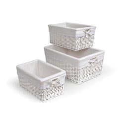 White Three Basket Set with Liners